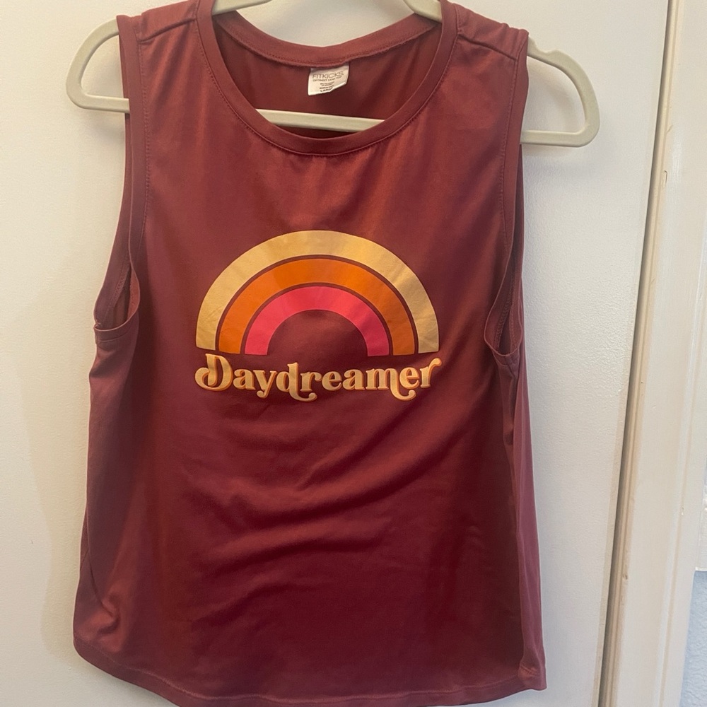 Daydreamer Women's Vintage Rainbow Muscle Tee in Rust - Picture 5 of 9